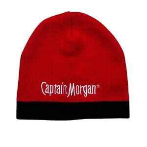 Captain Morgan Beanie Red Black Knit Winter Hat Bar Promo Logo Cap